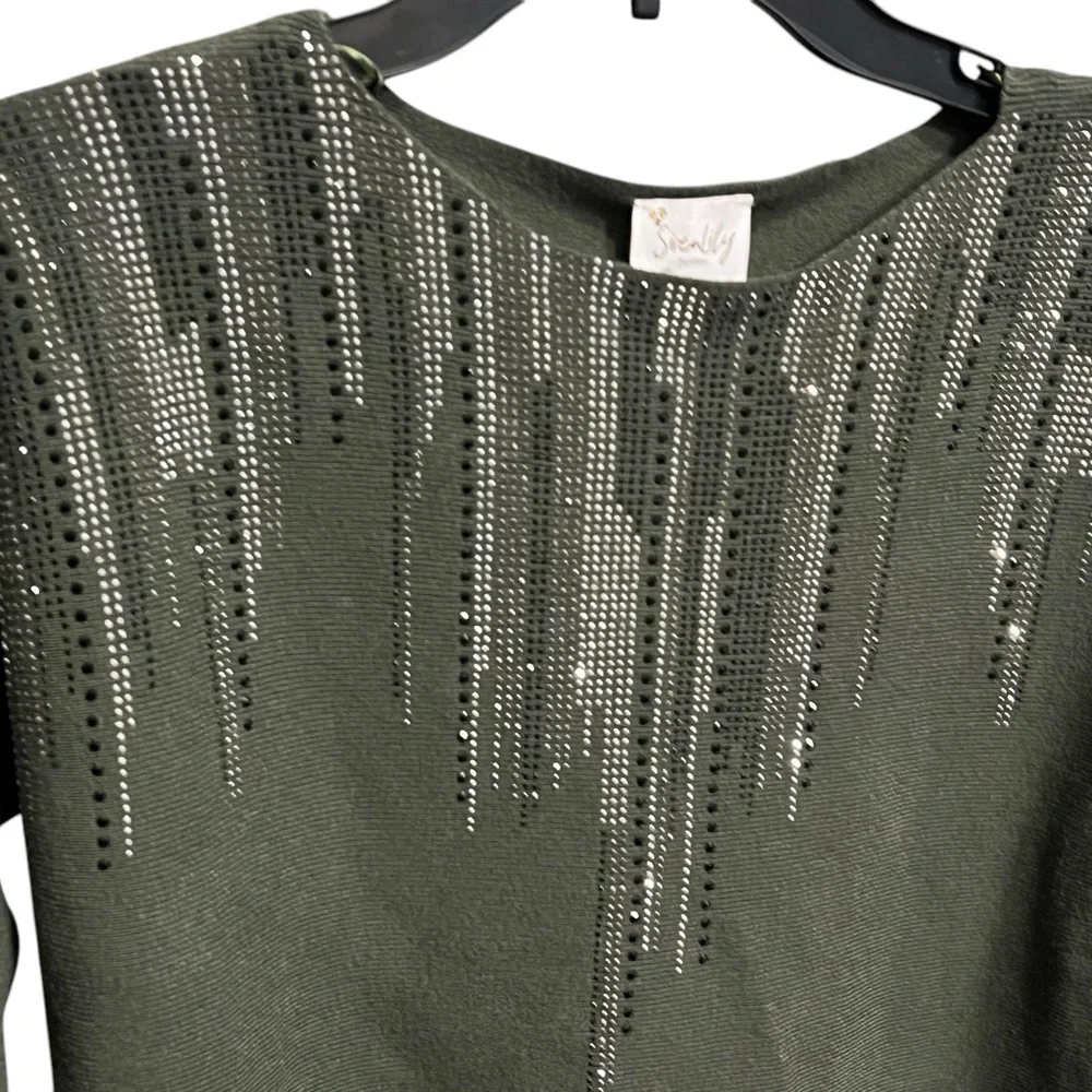 Green Rhinestone Sweater - Picture 3 of 9